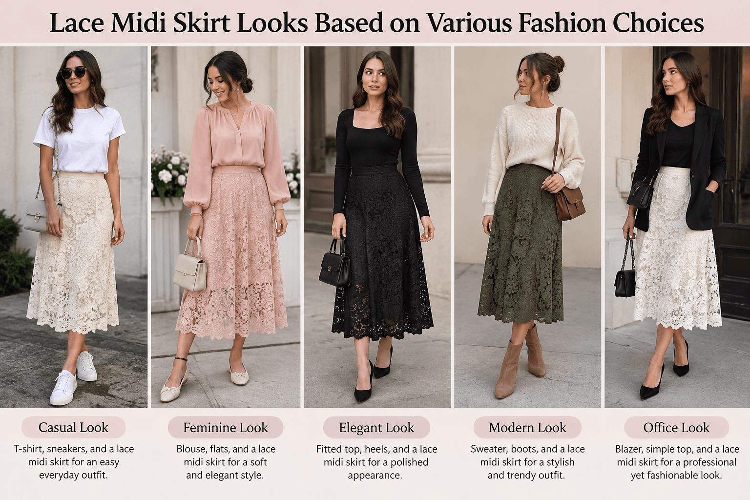 Lace Midi Skirt Ideas: Stylish and Feminine Outfit Looks